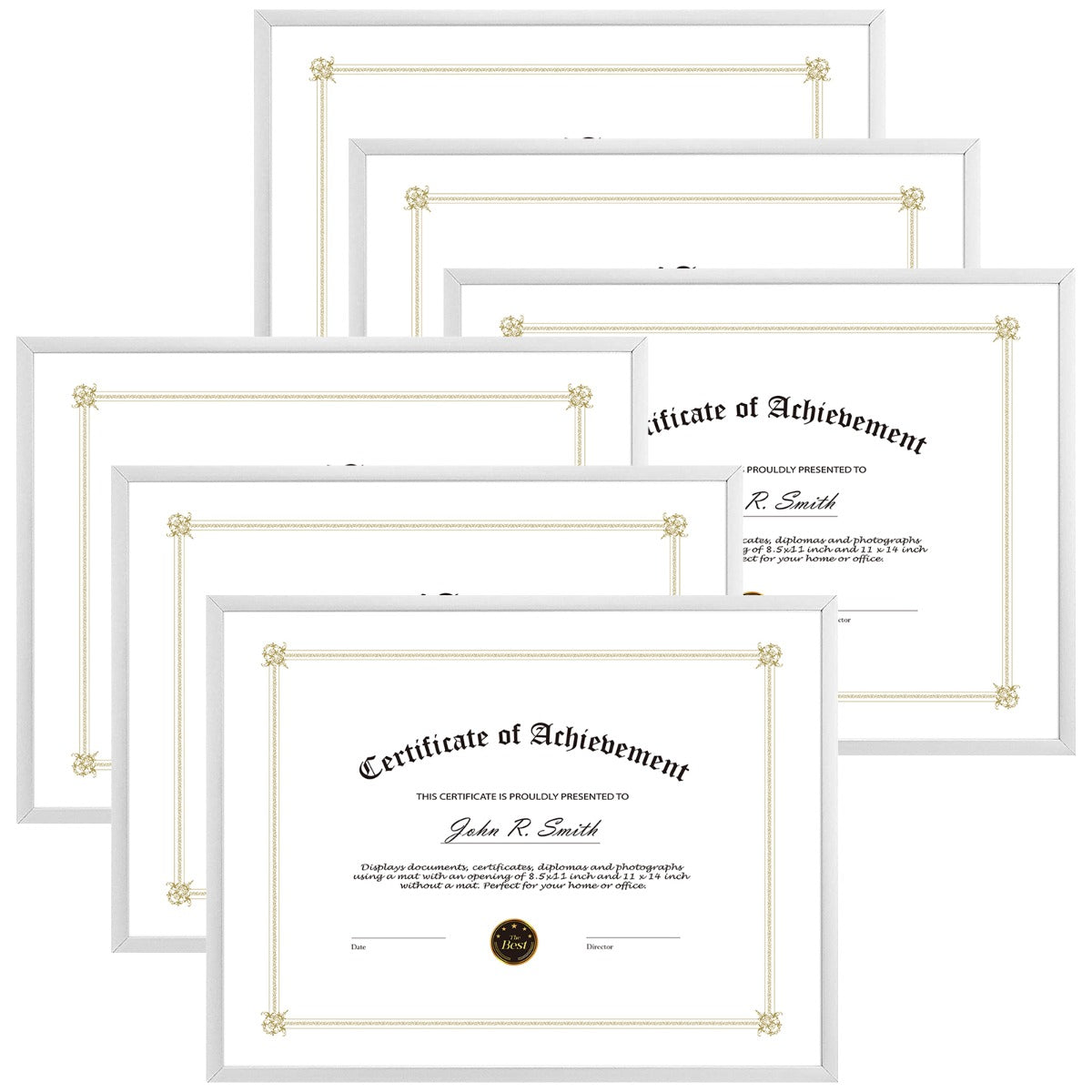 Diploma Aluminum Frames For Certificate/Document Real Glass, Frame Thickness 0.83 Inch