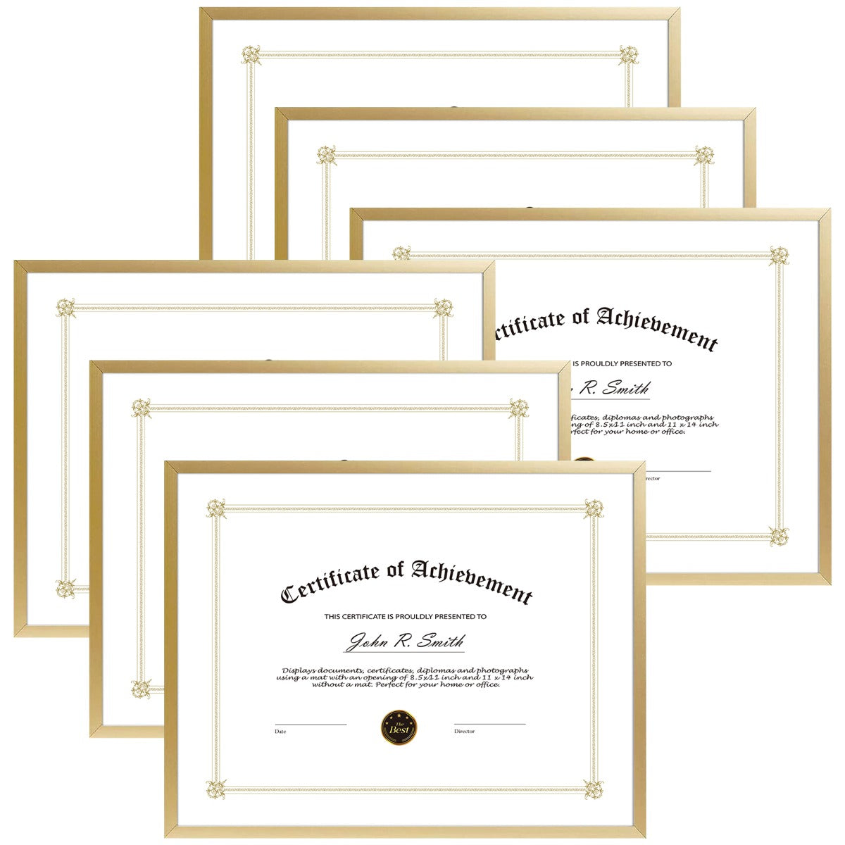 Diploma Aluminum Frames For Certificate/Document Real Glass, Frame Thickness 0.83 Inch