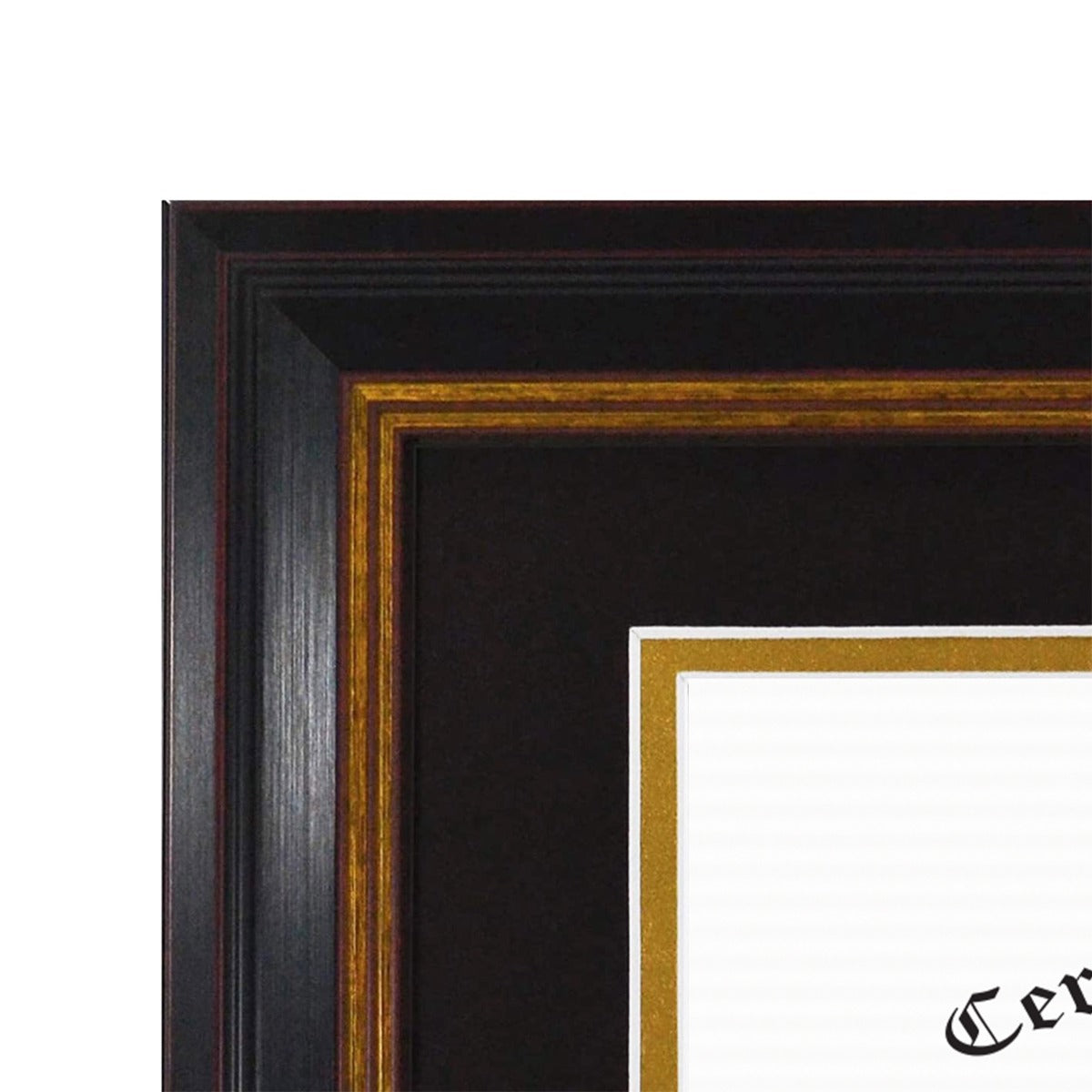 11x14 Black Polystyrene 1 1/2 Diploma Frame for 8.5x11 Picture and Tricom Black/ Old Gold Mat Picture Frame Golden State Art