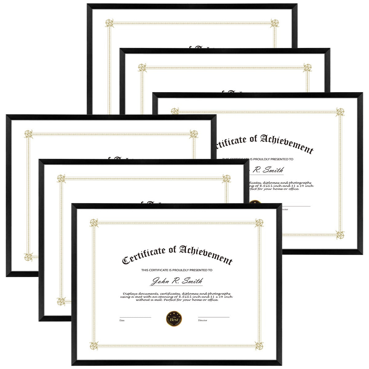 Diploma Aluminum Frames For Certificate/Document Real Glass, Frame Thickness 0.83 Inch