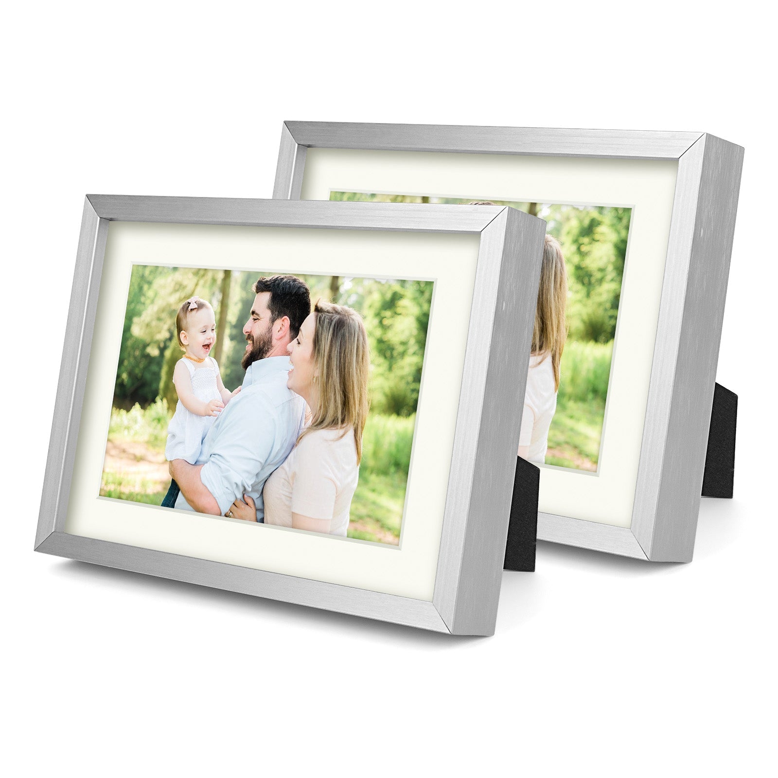 5x7 Aluminum Frames For 4x6 Picture with Ivory Mat and Real Glass, Frame Thickness 1.02 Inch(24 Pack) Silver Picture Frame Golden State Art