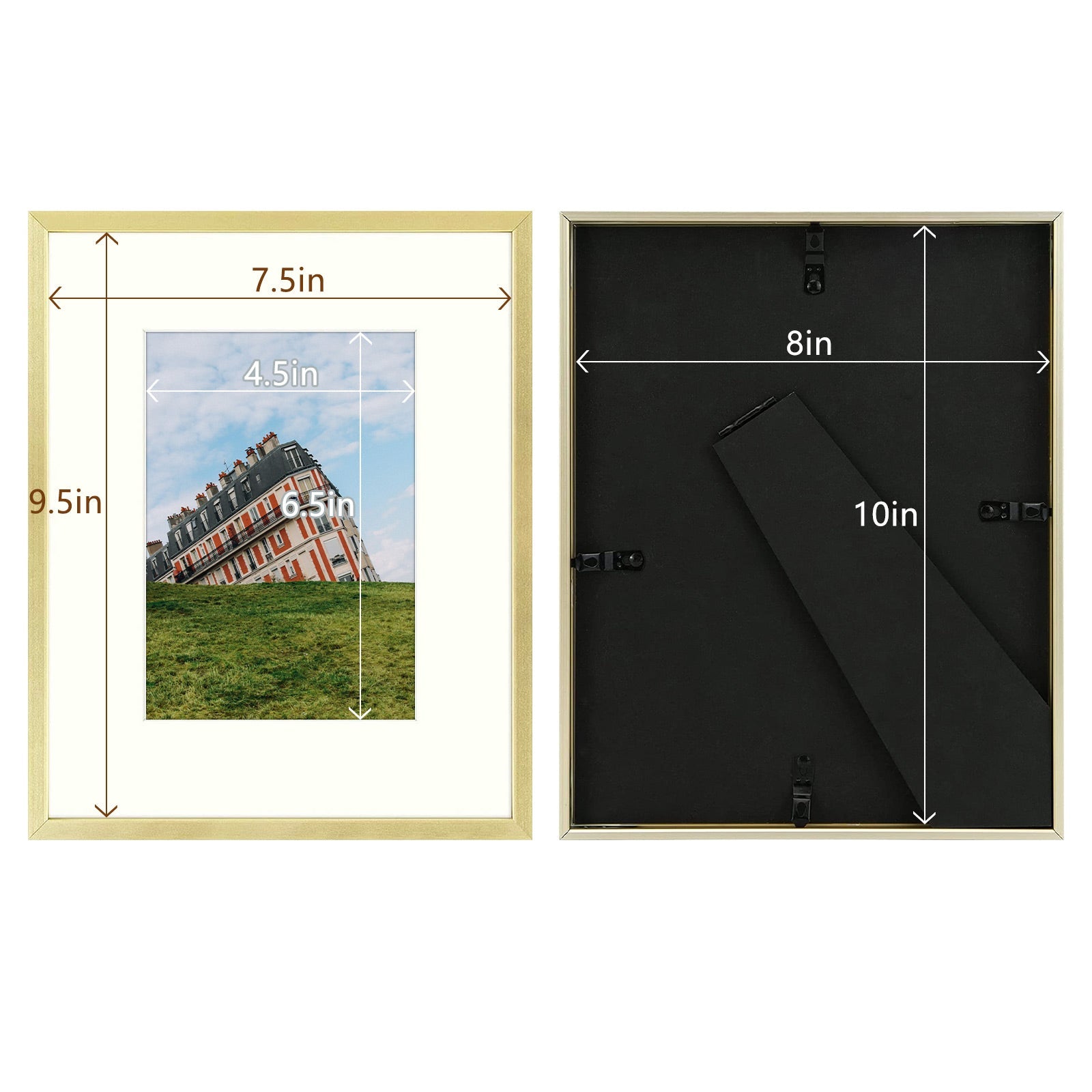 8x10 Aluminum Frames For 5x7 Picture with Ivory Mat and Real Glass(12 Pack) Picture Frame Golden State Art