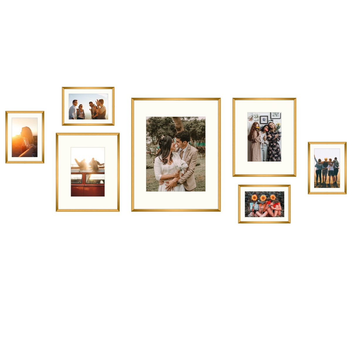 Golden State Art,BOGO 8x8 White Frames For 4x4 Picture with Ivory Mat and  Real Glass