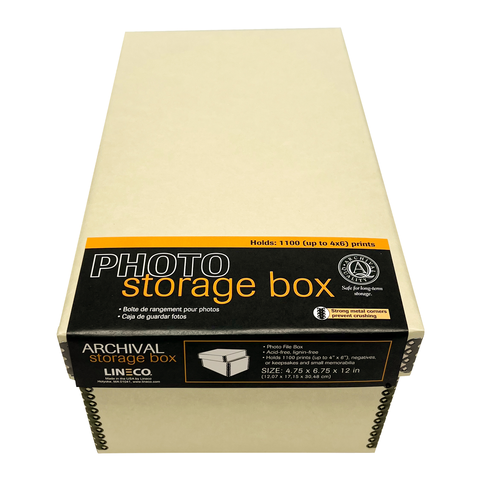 Lineco Archival 8x10 Print Storage Box, Drop Front Design, 8 1/2 x 10  1/2 x 1 1/2, Exterior Color: Black