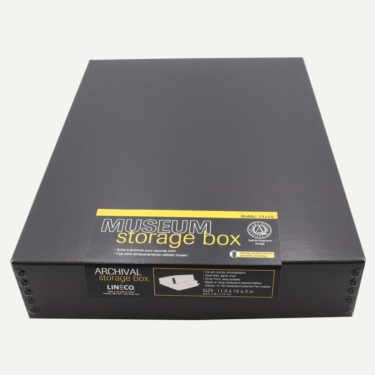 Lineco 8x10 Blue/Gray 3 Deep Archival Museum Storage Box Drop Front Design