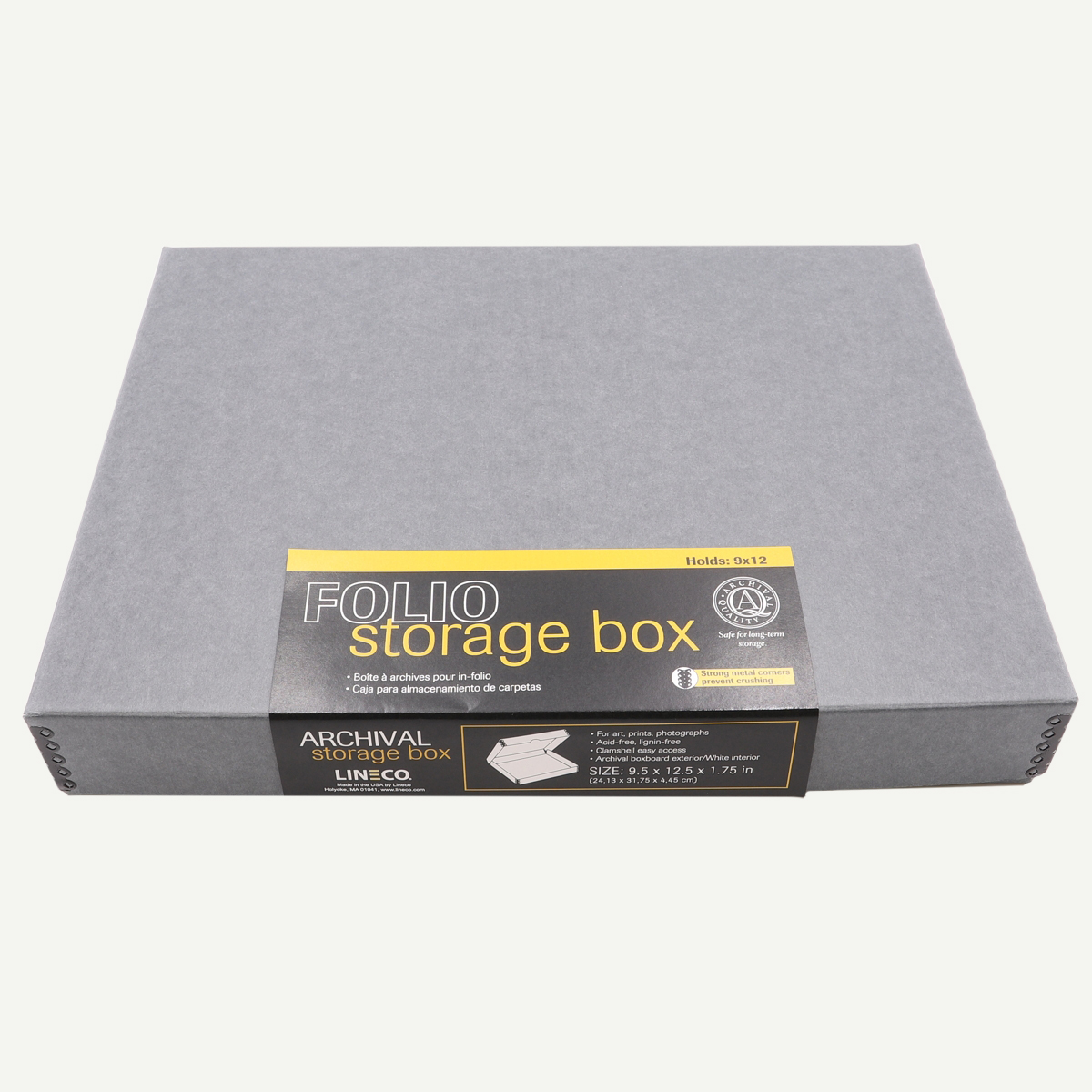Lineco 11x17 Gray 1.75 Deep Clamshell Folio Storage Box Archival Metal  Edge