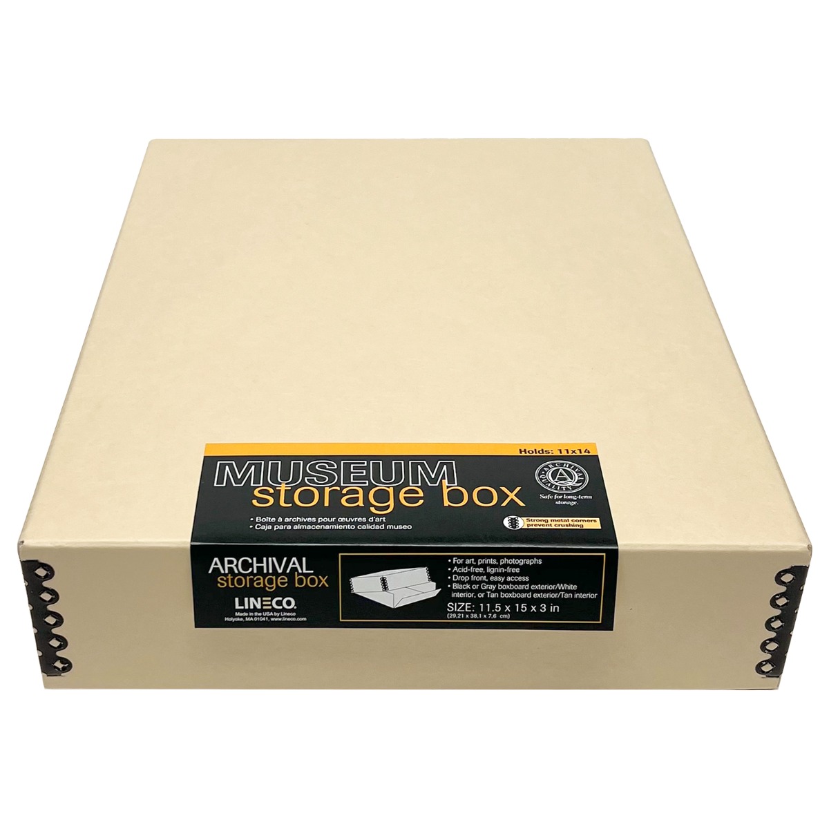 Lineco 11x14 Tan 3 Deep Museum Storage Box Archival Acid-Free